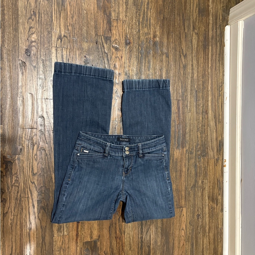 WHITE HOUSE BLACK MARKET WHBM womens Dark Blue Trouser Leg Jeans